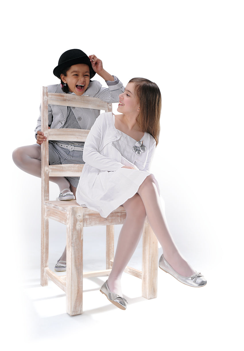 ALA Girls' 20 denier plain sheer tights (7-13 years), white, ivory, black or natural