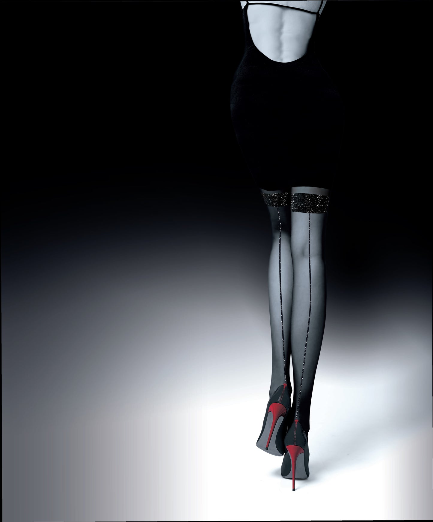 MOONLIGHT 20 denier ladies tights with lurex back seam (black/silver)