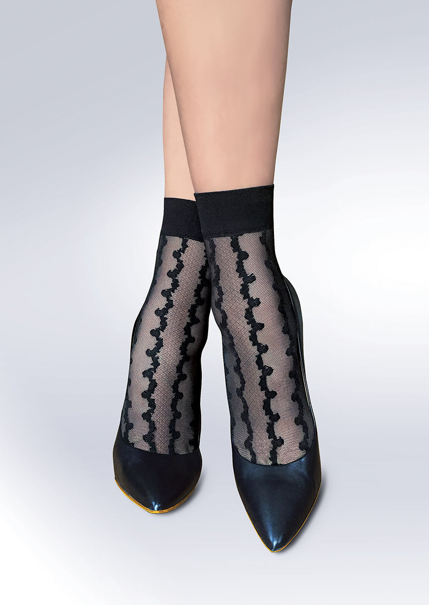 EDEN Ladies 20 denier patterned socks (black or beige)