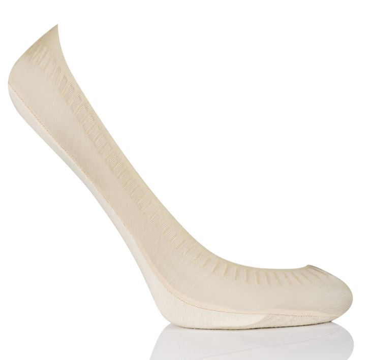 #11851 Ladies laser cut footies with cotton non-slip sole (beige, black or grey)