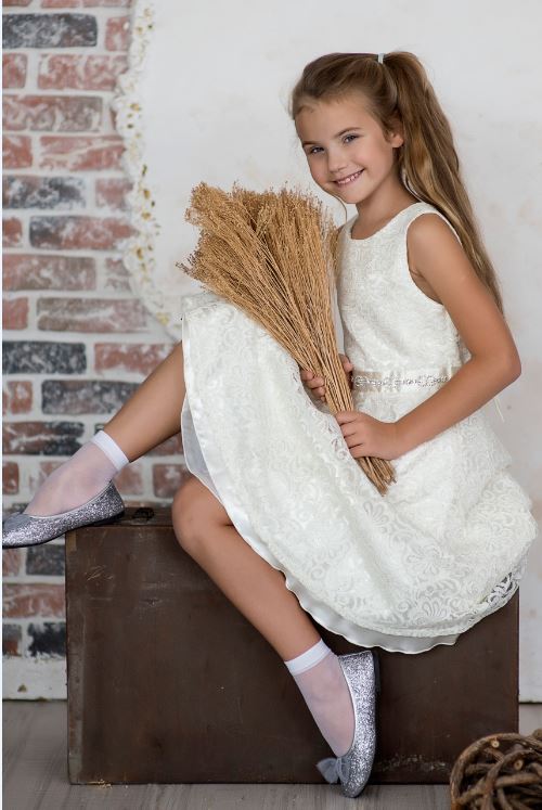 LEA 2 pairs of girls' 15 denier socks (5-10 years), white, ivory or primrose