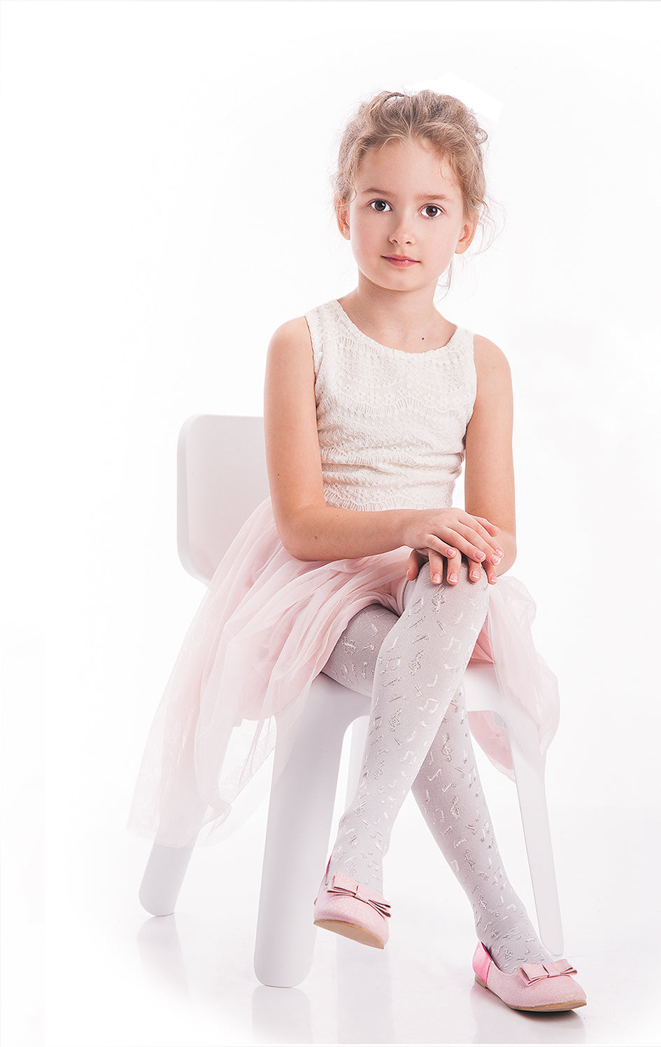 DOREMI Girls' white 40 denier microfibre patterned tights (3-10 years)