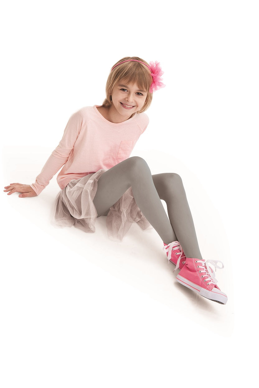 Mary Girls' 60 denier plain microfibre opaque tights (3-13 years), white, ivory, cosmos blue, fuchsia, mustard, black cotton candy, primrose, red, silver or grey