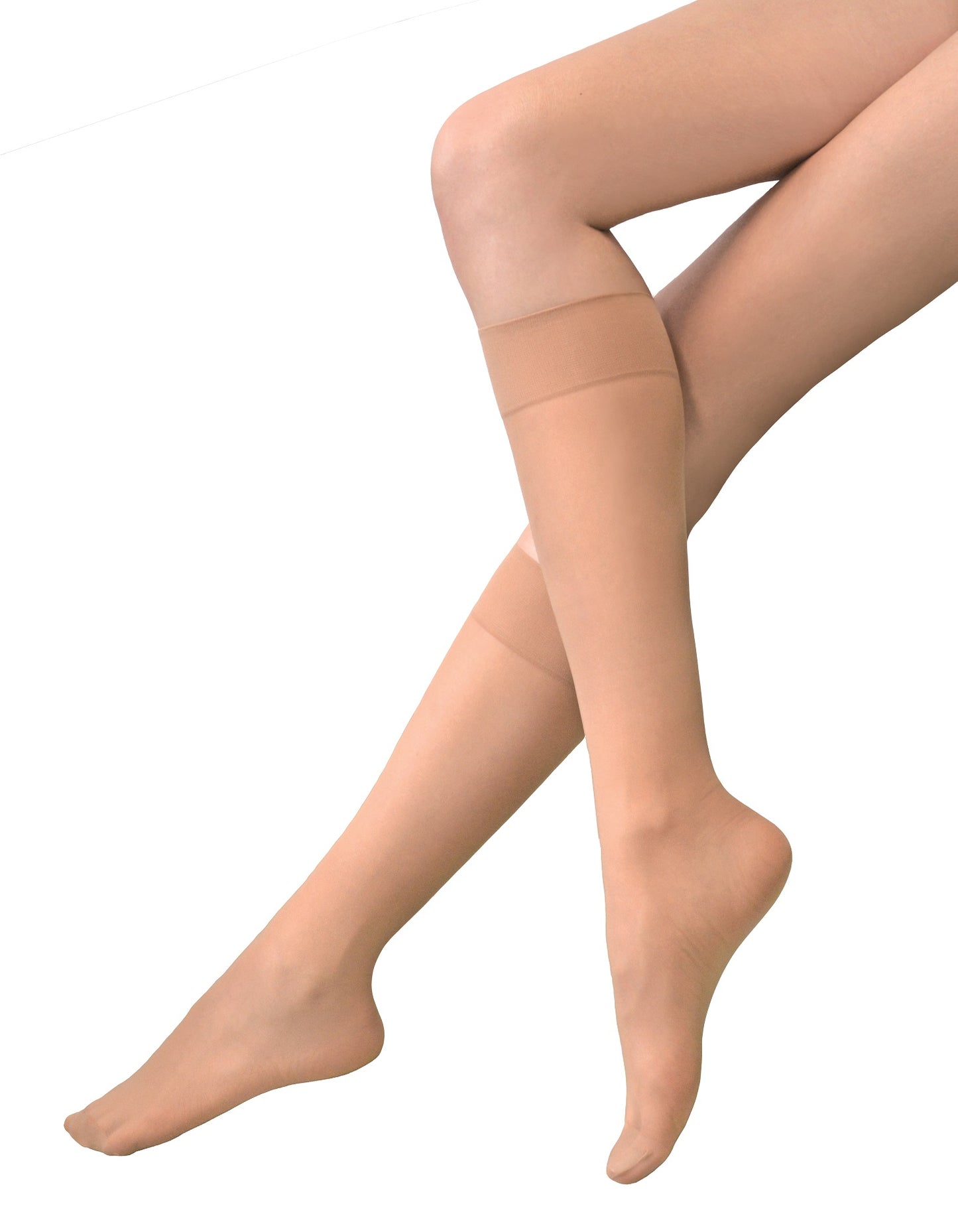 SABIA 2 pairs of ladies 10 denier semi-matte knee highs (antelope, dune, golden, miele or natural)