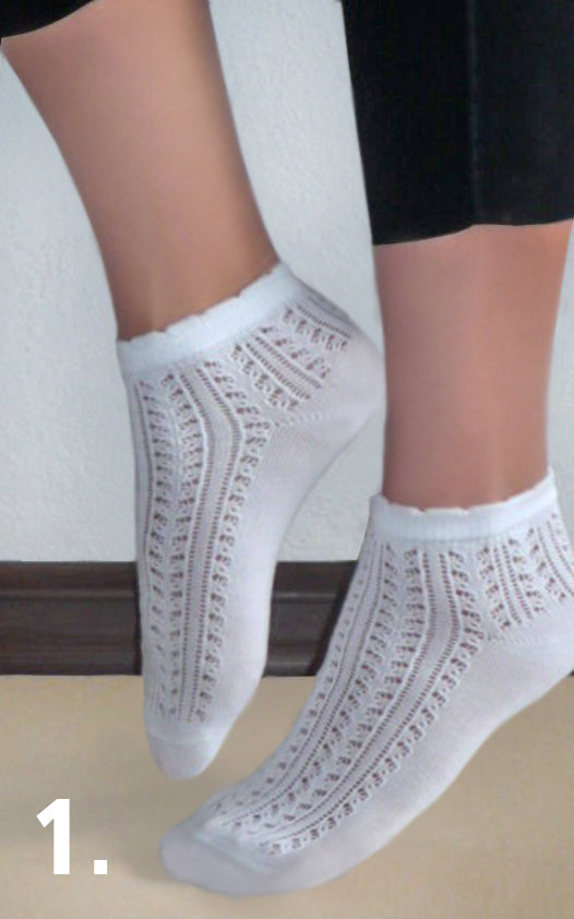 CINDY 1 Ladies openwork socks (white or black)