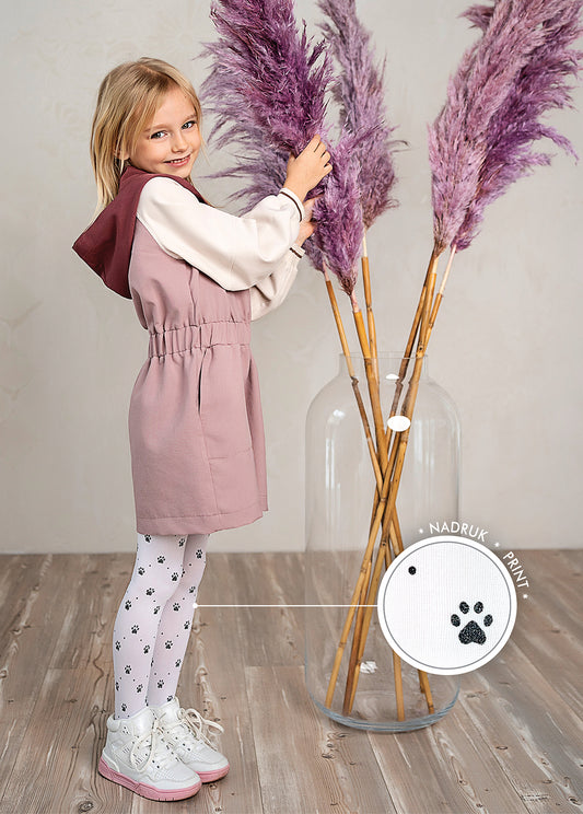 GINNY Girls' microfibre tights with paw print (3-10 years)