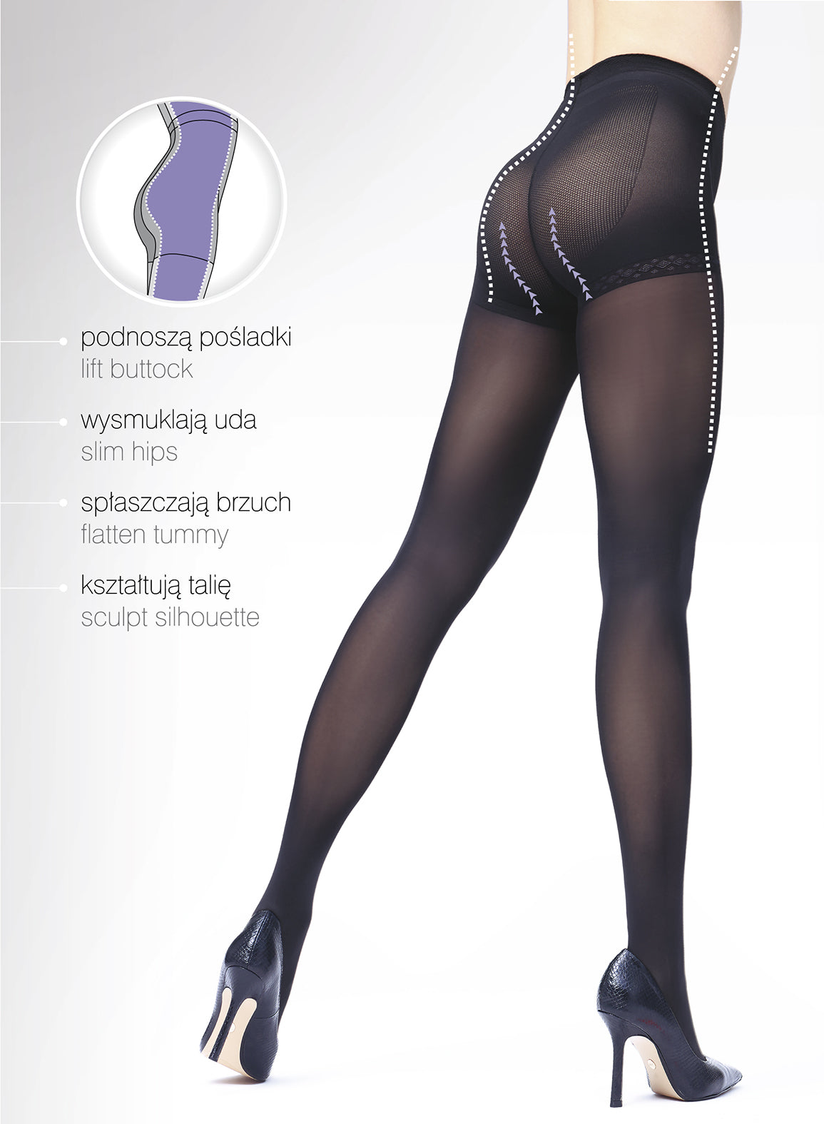 PUSH UP 40 denier ladies modelling tights (black)