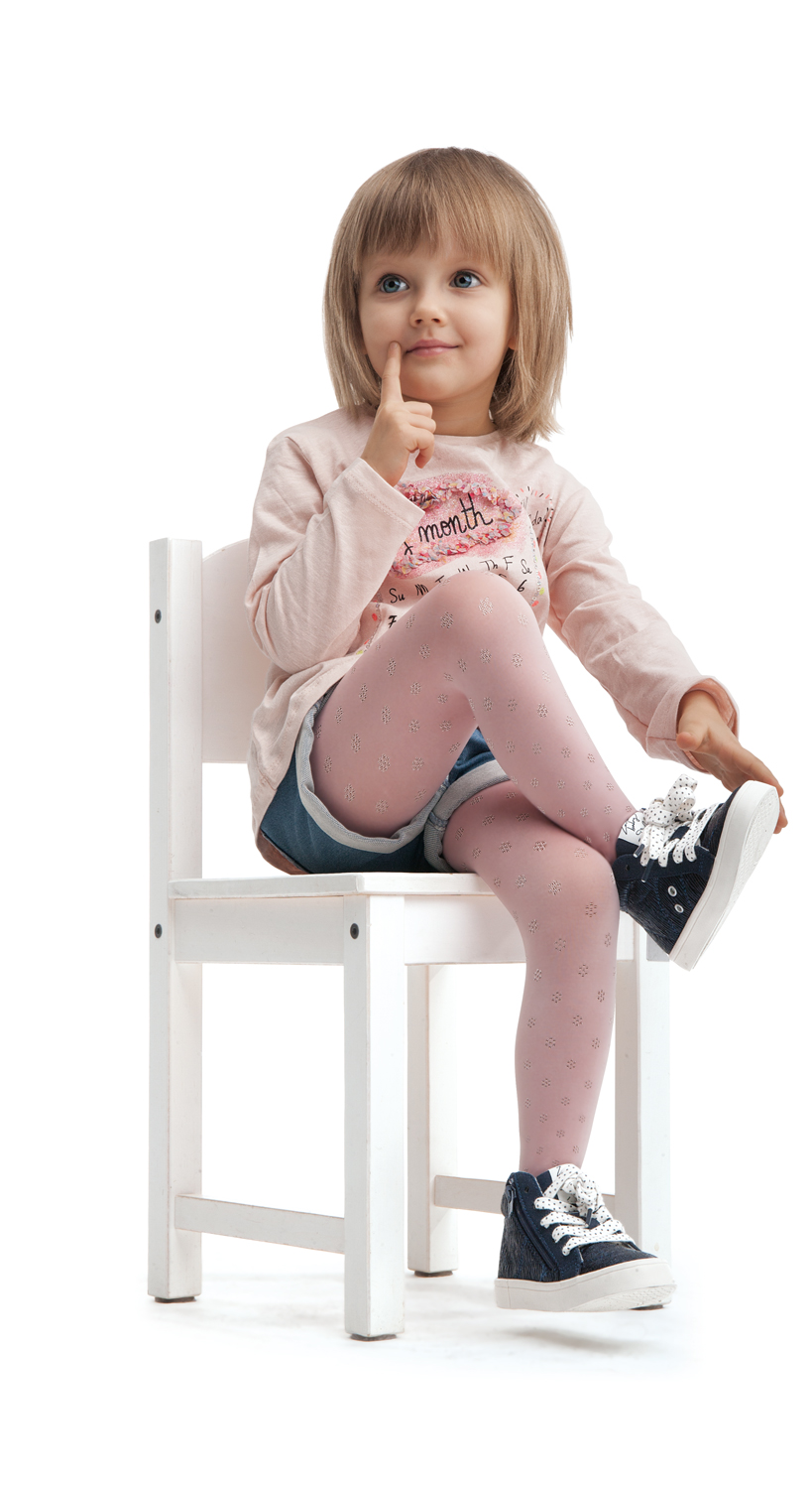NINA Girls' 40 denier patterned tights (6 months-7 years), white or baby pink